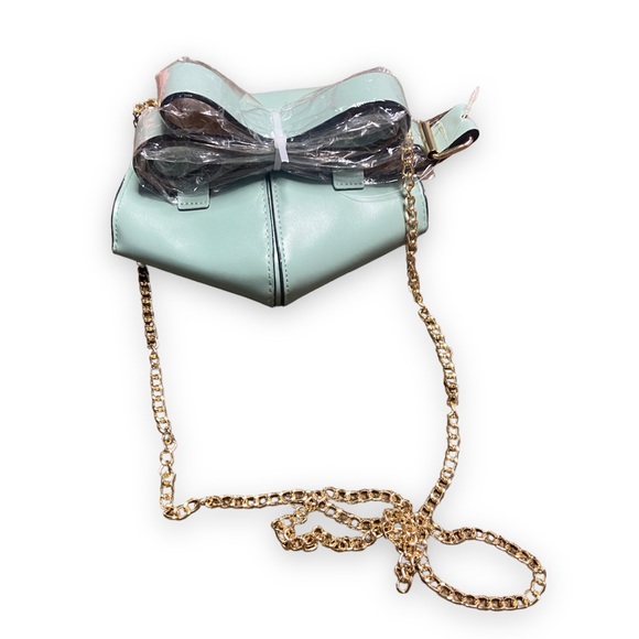 TURQUOISE WOMENS CROSSBODY GOLD CHAIN BELT BAG - Picture 2 of 4